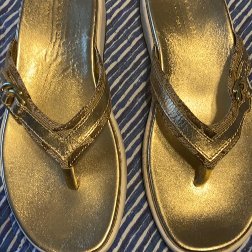 Coach Flip Flops Gold